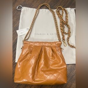 Charles & Keith Brown Quilted Shoulder Bag